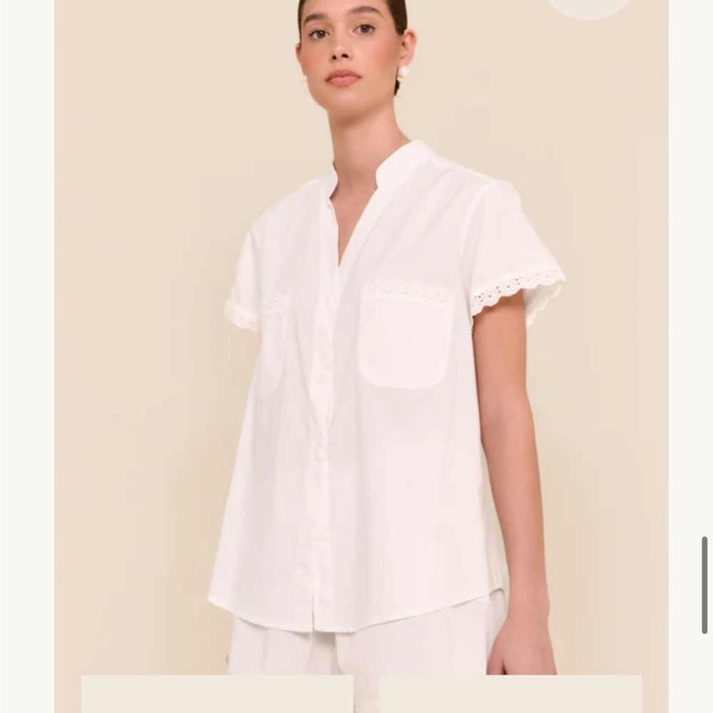 White Short Sleeve Pajama Top